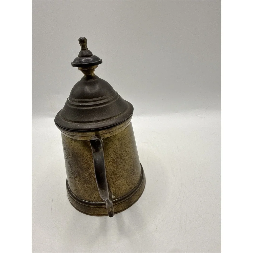 Vintage Brass Sugar Bowl w/Lid Unpolished Unmarked‎